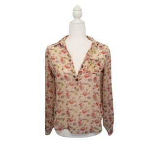 Ann Taylor, LOFT, Sheer, Floral Long Sleeve Blouse, XSP